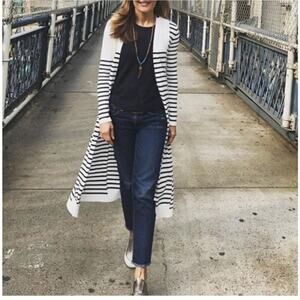 Cabi Patchwork Stripe Victory open front long cardigan size Extra Small XS #5141